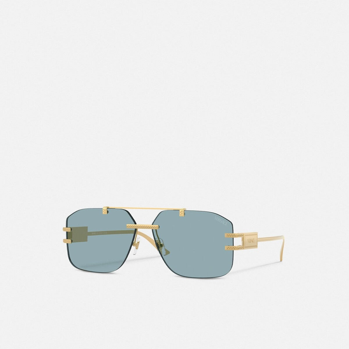 Versace Men Rmless Frame Shiny Gold Sunglasses