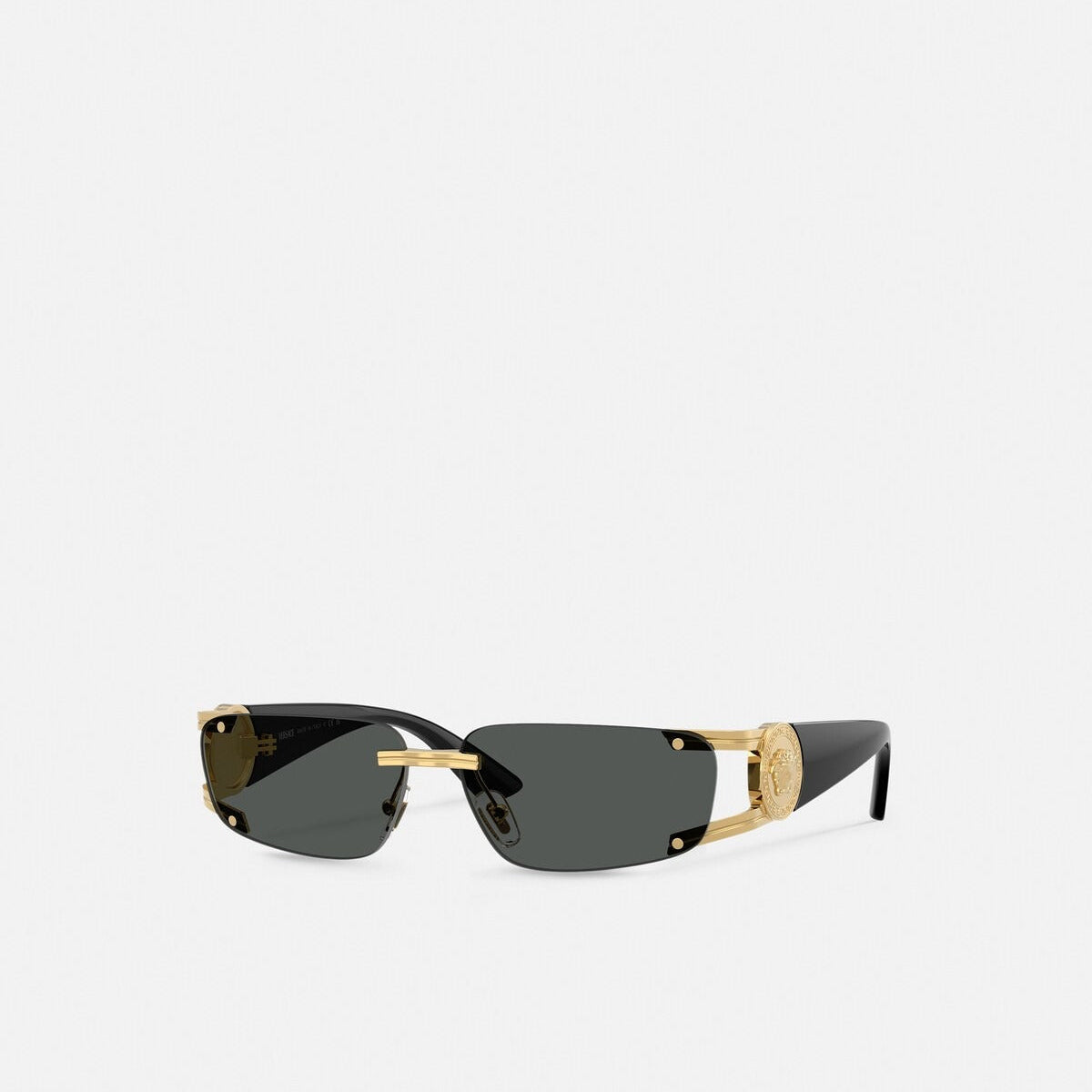 Versace Men Rectangular Rimless Frame Gold Sunglasses