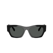 Versace Men Rectangular Frame Shiny Smoky Black Sunglasses