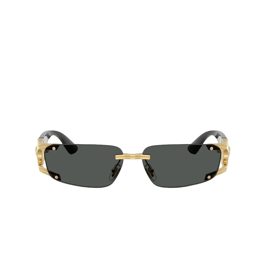 Versace Men Rectangular Rimless Frame Gold Sunglasses