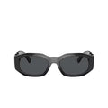 Versace Men Rectangular Frame Shiny Matte Black Sunglasses
