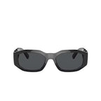 Versace Men Rectangular Frame Shiny Matte Black Sunglasses