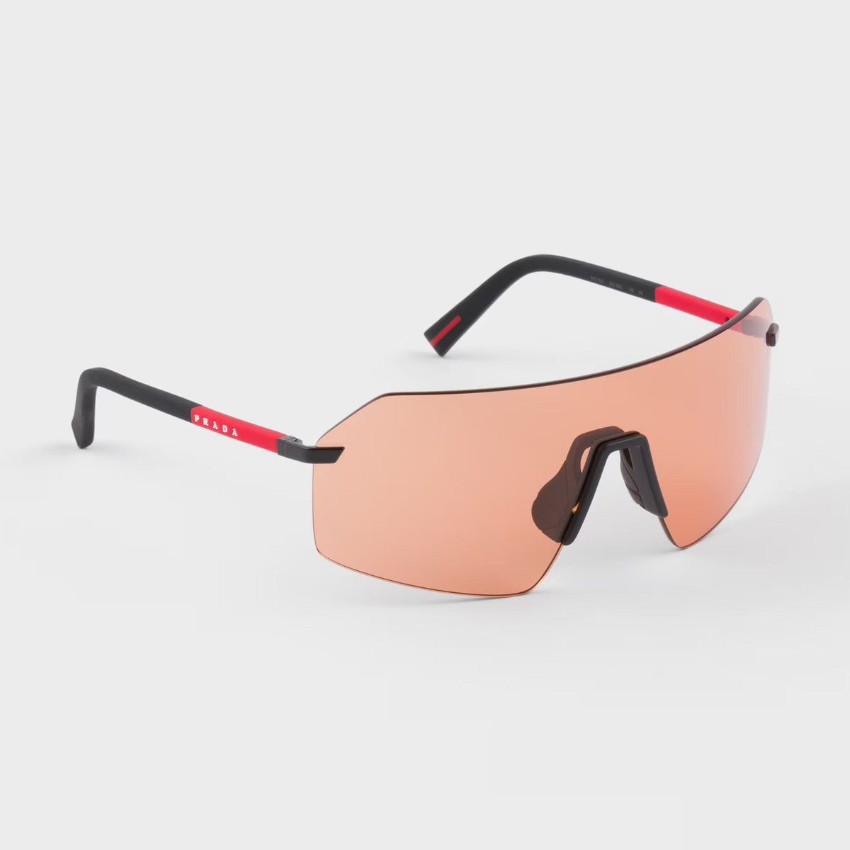 Prada Men Mask Rimless Frame Opaque Black Sunglasses