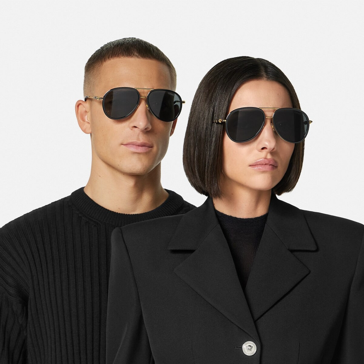 Versace Men Aviator Frame Black Sunglasses