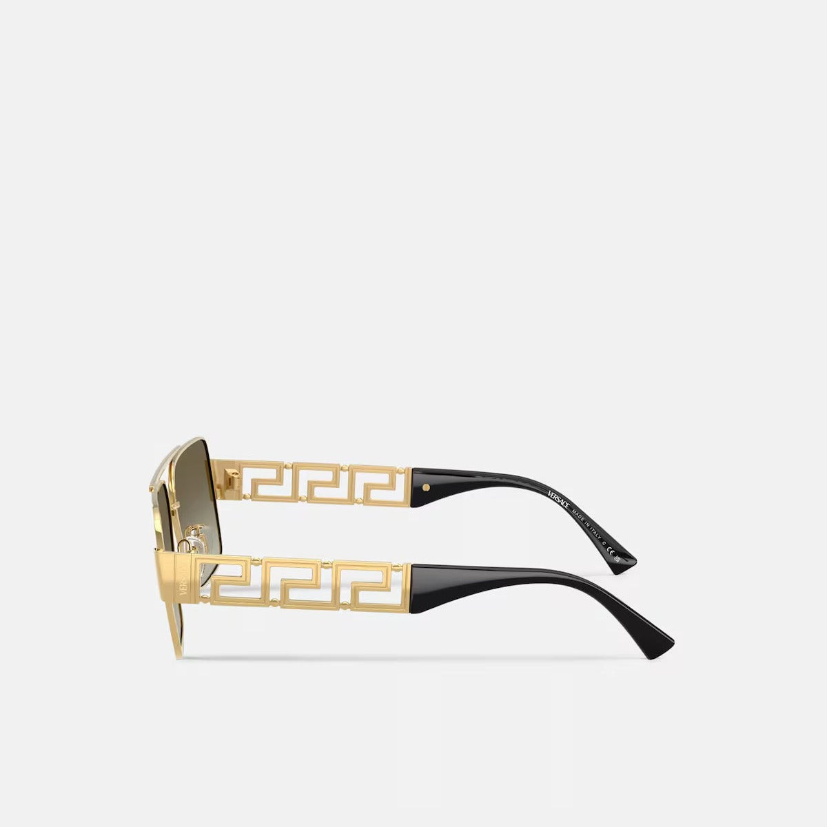 Versace Men Rectangular Frame Metallic Gold Sunglasses