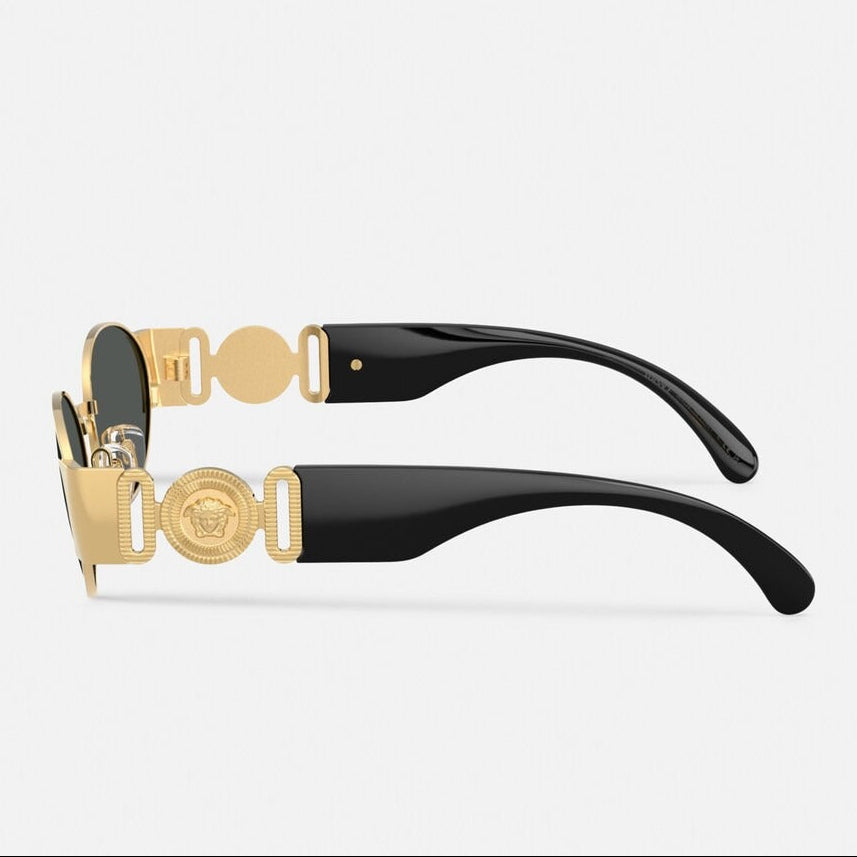 Versace Oval Frame Shiny Mettalic Gold Sunglasses