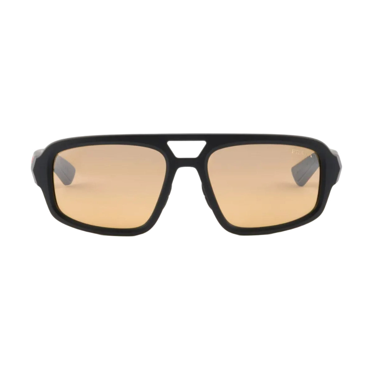 Prada Men Rectangular Frame Opaque Deep Black Sunglasses