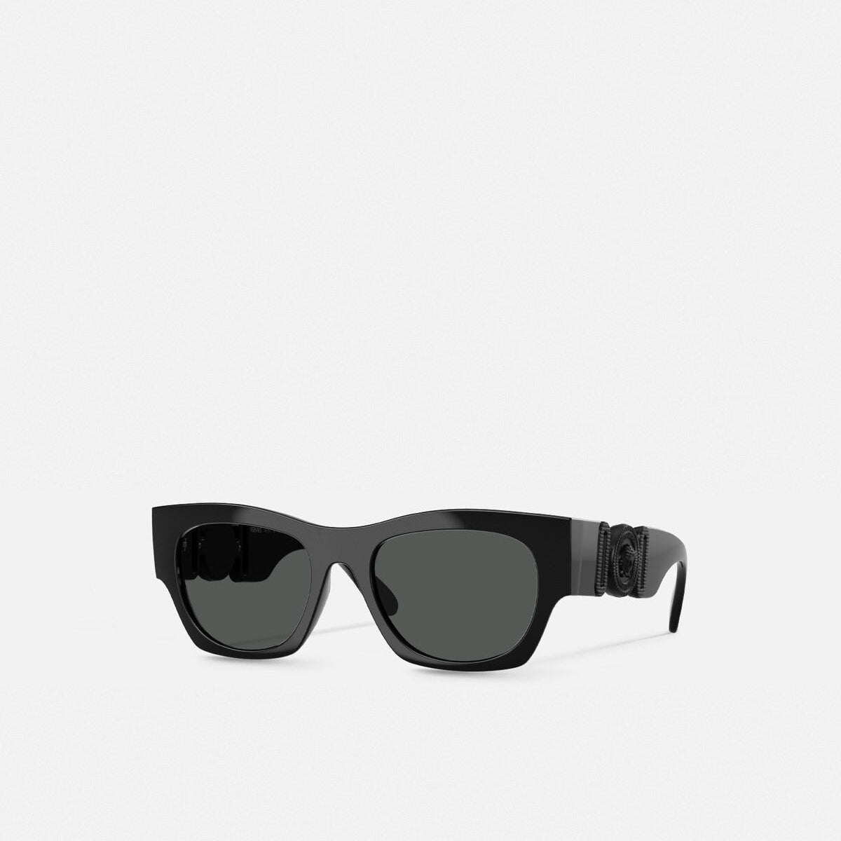 Versace Men Rectangular Frame Dusty Black Sunglasses