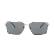 Prada Men Rectangular Frame Shiny Matte Silver Sunglasses