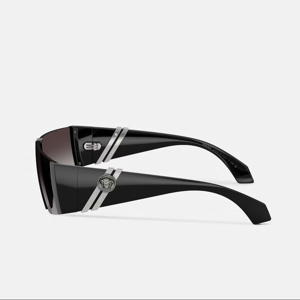 Versace Mask Rimless Frame Black Sunglasses