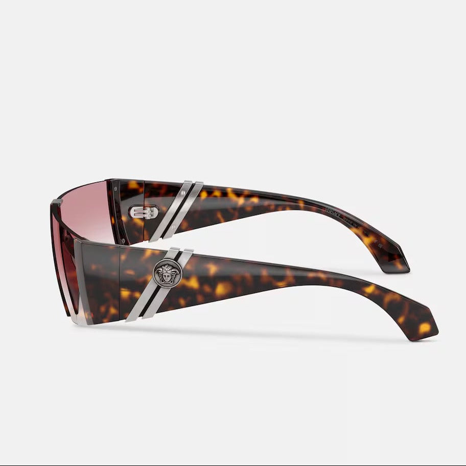Versace Mask Rimless Frame Havana Sunglasses