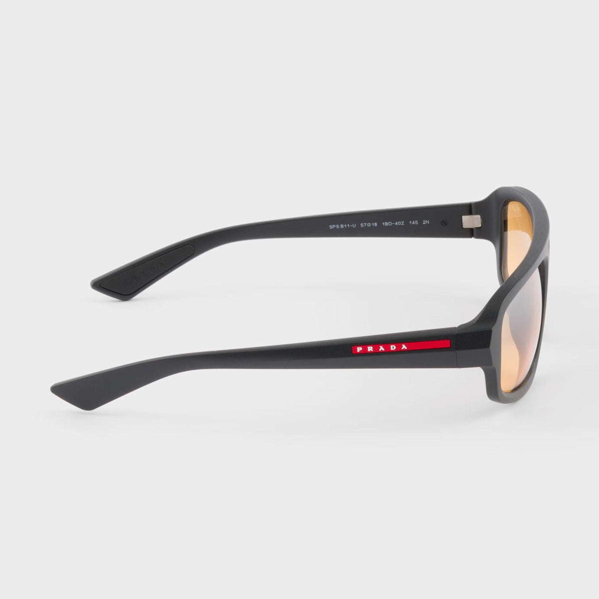 Prada Men Rectangular Frame Opaque Deep Black Sunglasses
