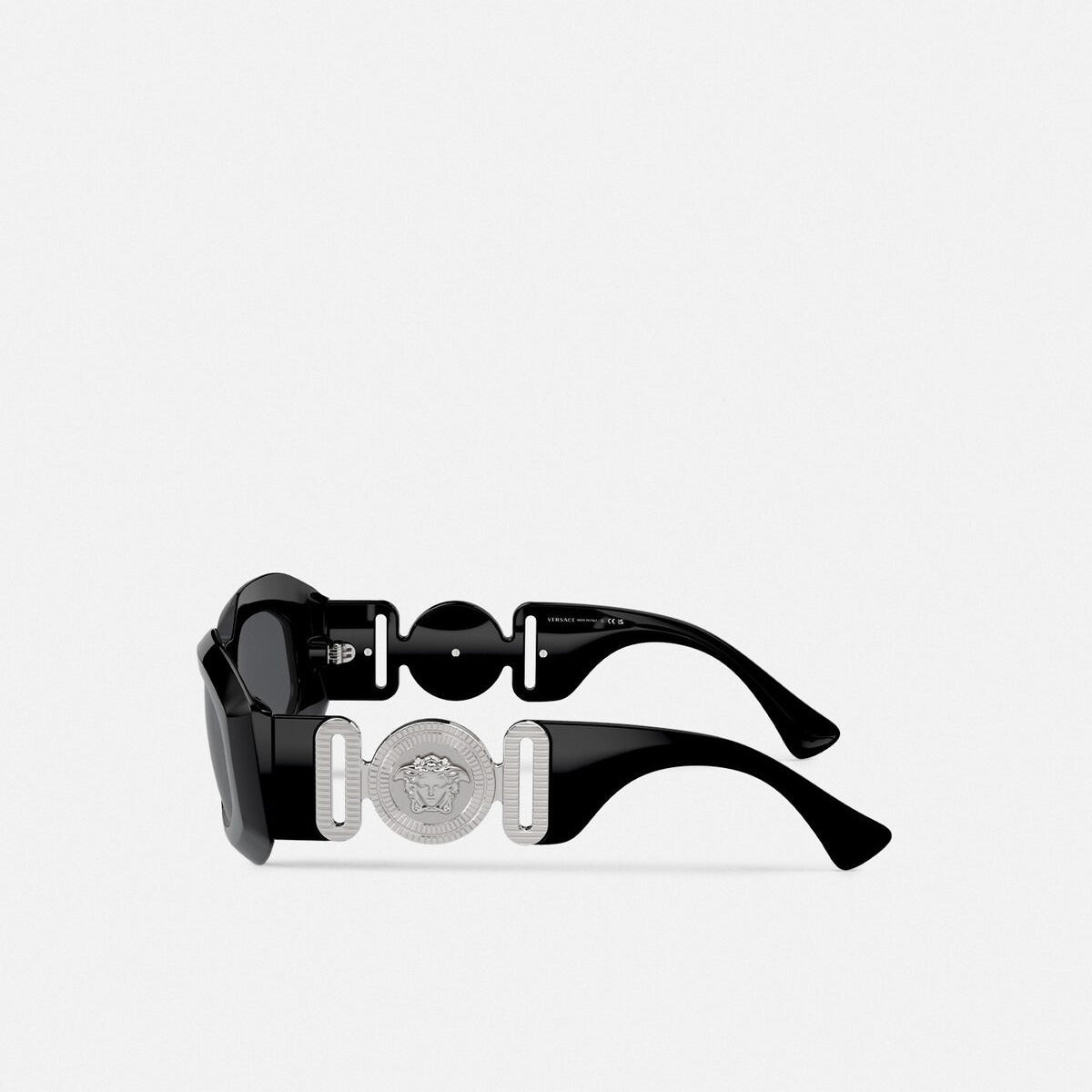 Versace Men Irragular Frame Deep Black Sunglasses