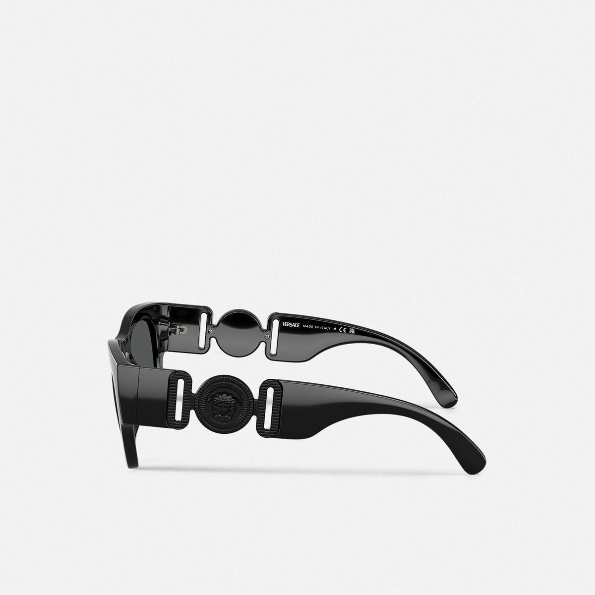 Versace Men Rectangular Frame Dusty Black Sunglasses