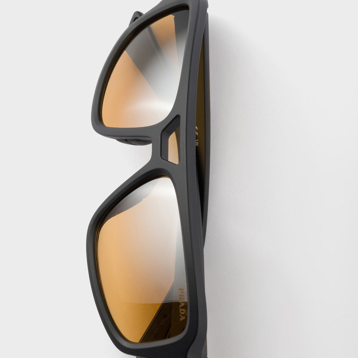 Prada Men Rectangular Frame Opaque Deep Black Sunglasses