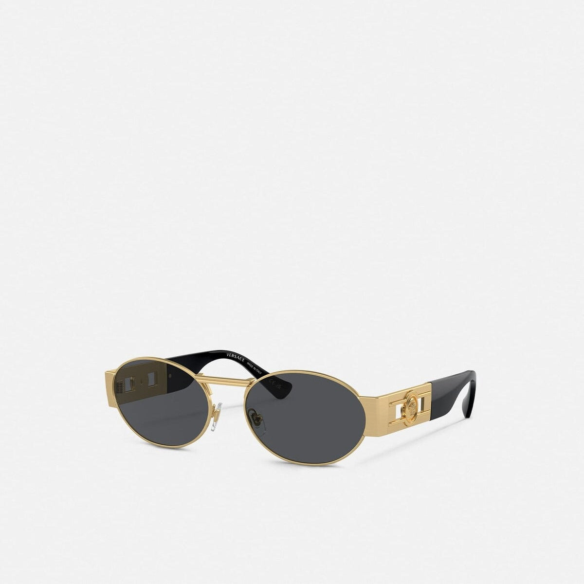 Versace Men Oval Frame Black Sunglasses