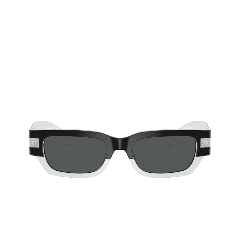 Versace Men Geometric Frame White & Black Sunglasses