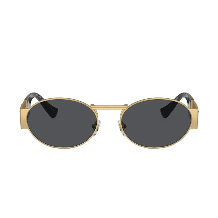 Versace Men Oval Frame Black Sunglasses