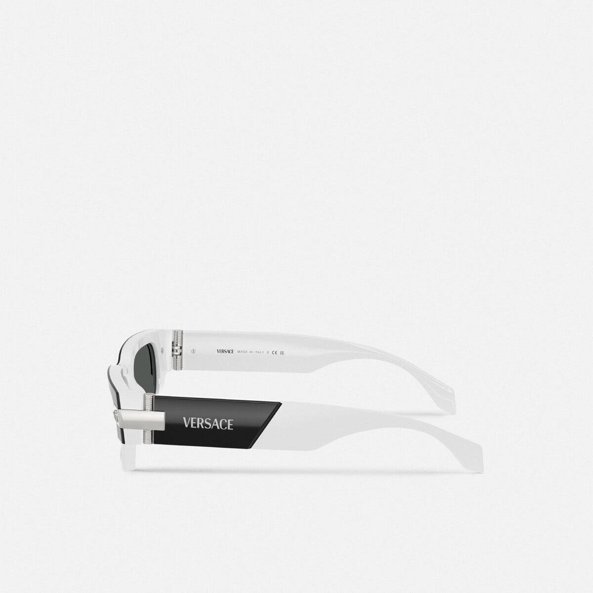 Versace Men Geometric Frame White & Black Sunglasses