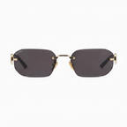 Gucci Women Rectangular Frame Shiny Gold Sunglasses