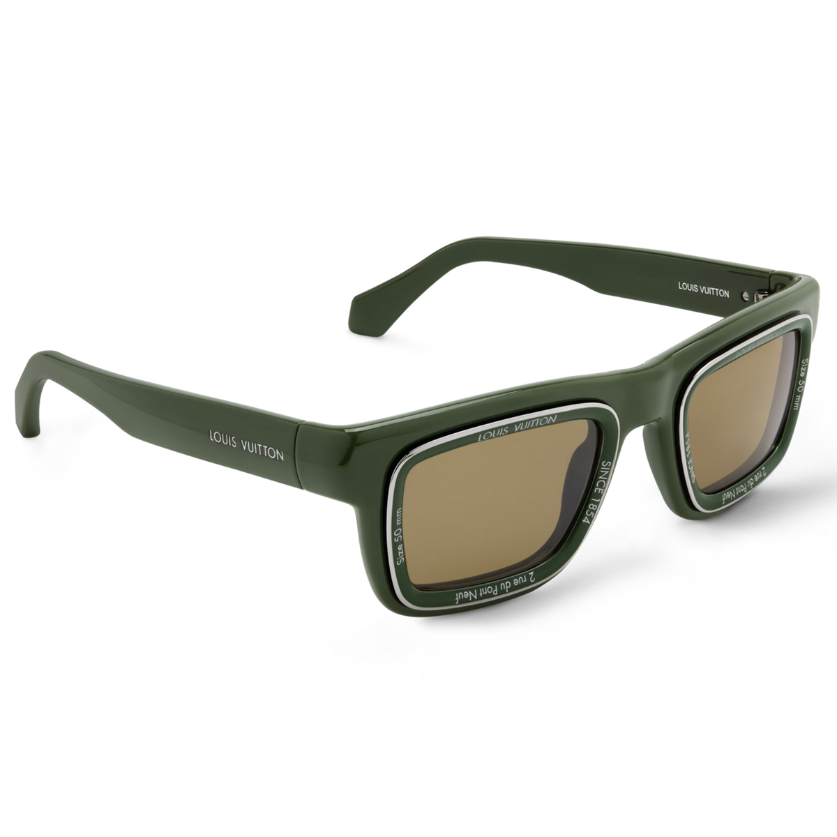 Louis Vuitton Men Square Frame Dark Green Sunglasses