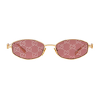 Gucci Women Oval Frame Metallic Gold Sunglasses