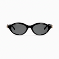 Gucci Women Cat-eye Frame Dark Black Sunglasses