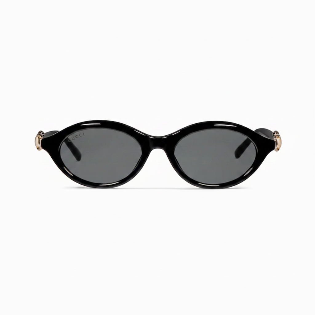 Gucci Women Cat-eye Frame Dark Black Sunglasses