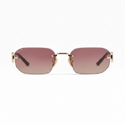 Gucci Women Rectangular Frame Gold Metal Sunglasses