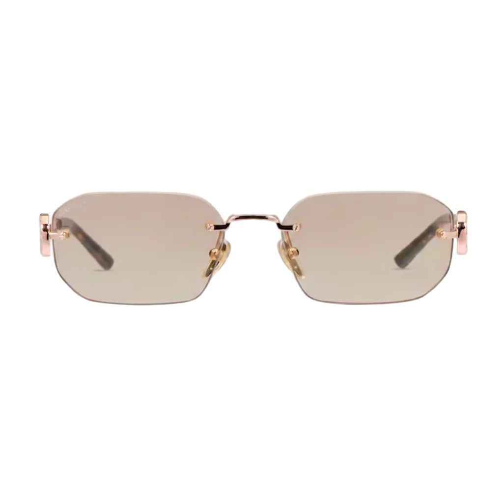 Gucci Women Rectangular Frame Rose Gold Sunglasses