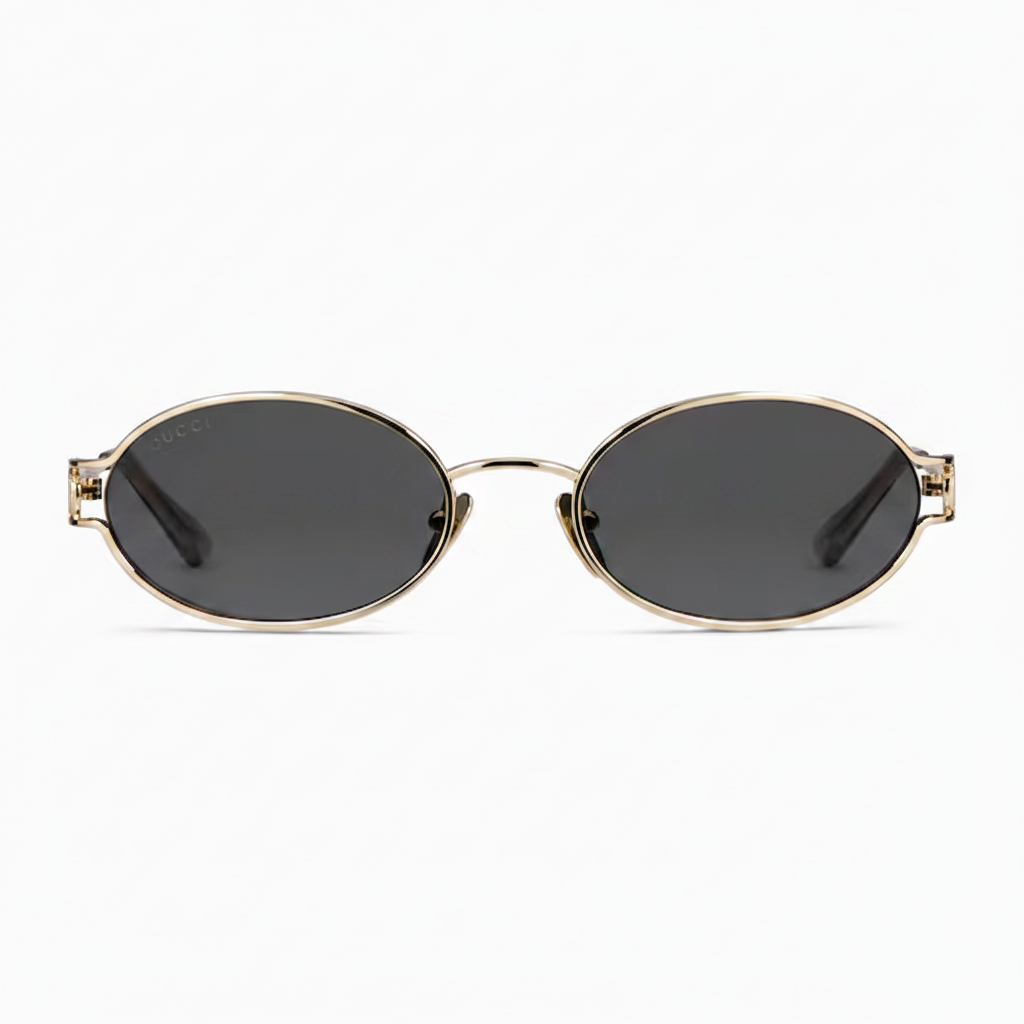 Gucci Women Round Frame Light Gold Sunglasses