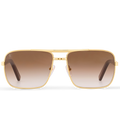 Louis Vuitton Men Square Frame Shiny Gold Sunglasses
