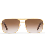 Louis Vuitton Men Square Frame Shiny Gold Sunglasses