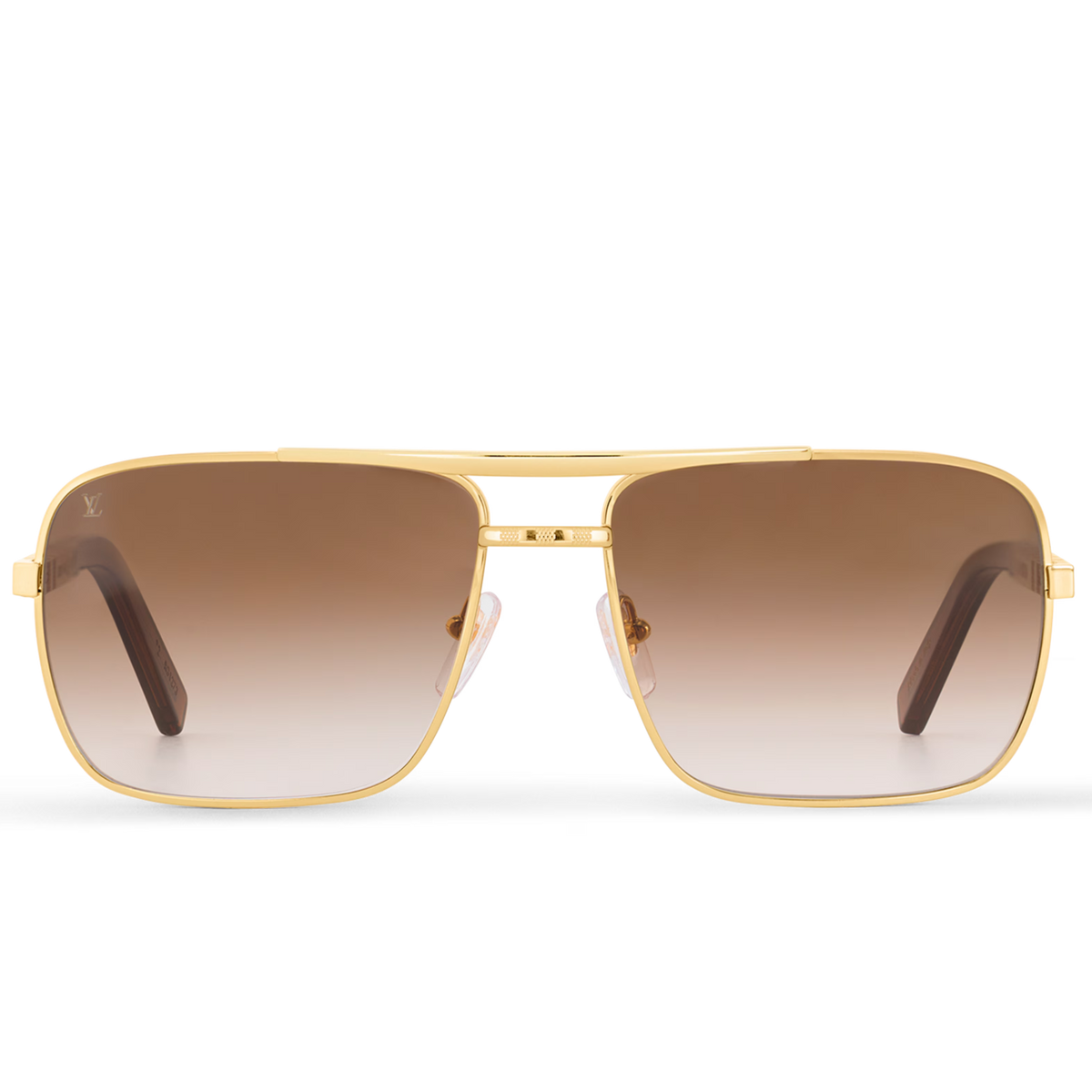 Louis Vuitton Men Square Frame Shiny Gold Sunglasses