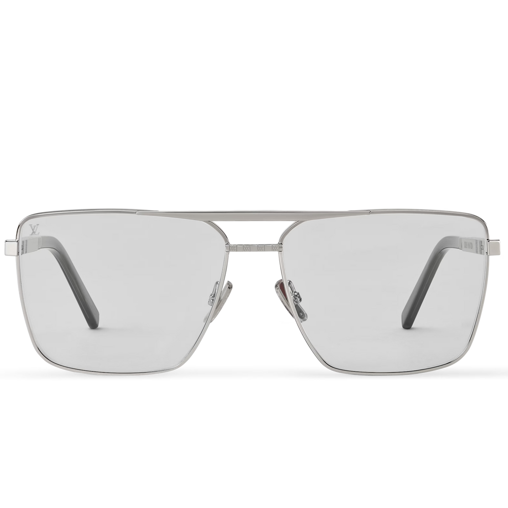Louis Vuitton Men Square Frame Natural Silver Sunglasses