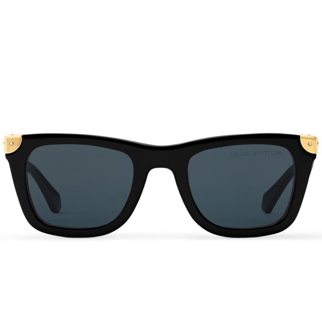 Louis Vuitton Men Square Frame Shiny Smoky Black Sunglasses