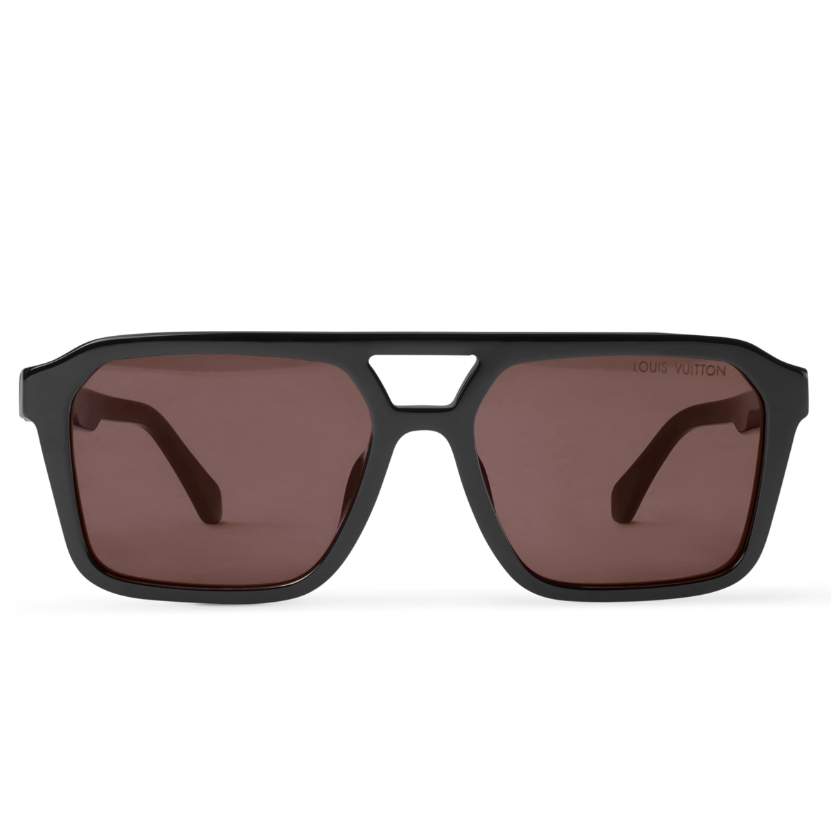 Louis Vuitton Men Square Frame Shiny Dusty Black Sunglasses