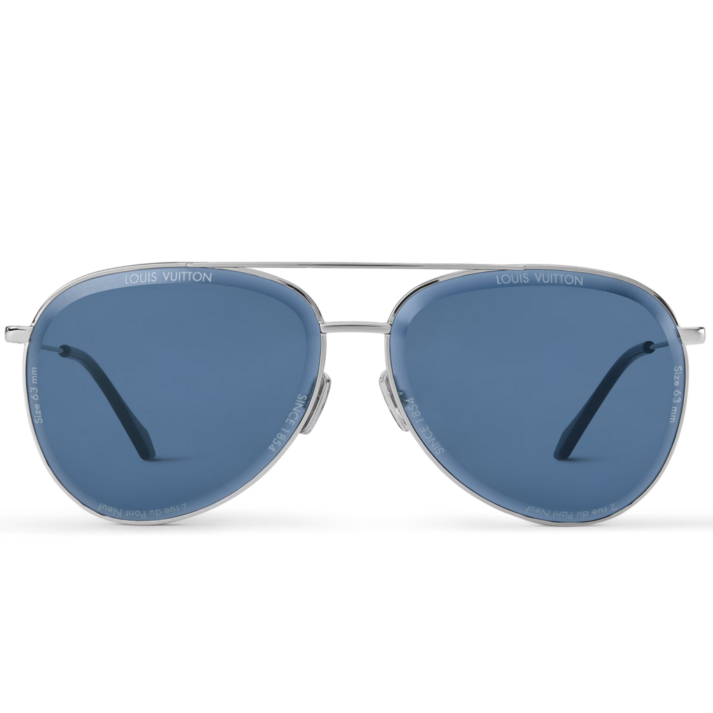 Louis Vuitton Men Pilot Frame Shiny Silver Sunglasses
