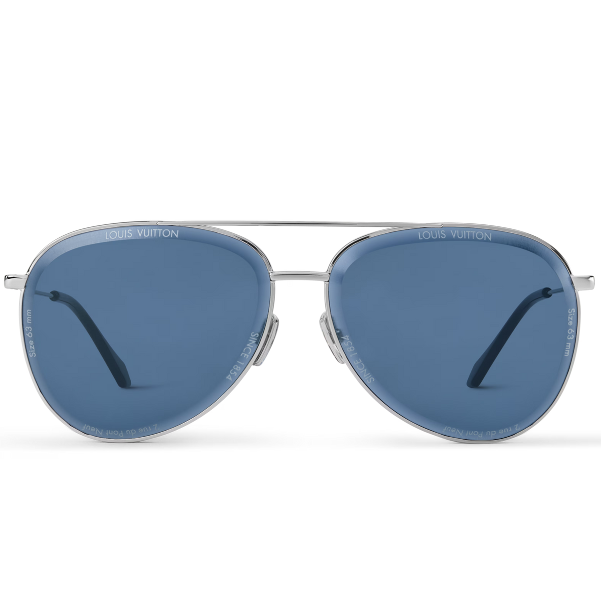 Louis Vuitton Men Pilot Frame Shiny Silver Sunglasses