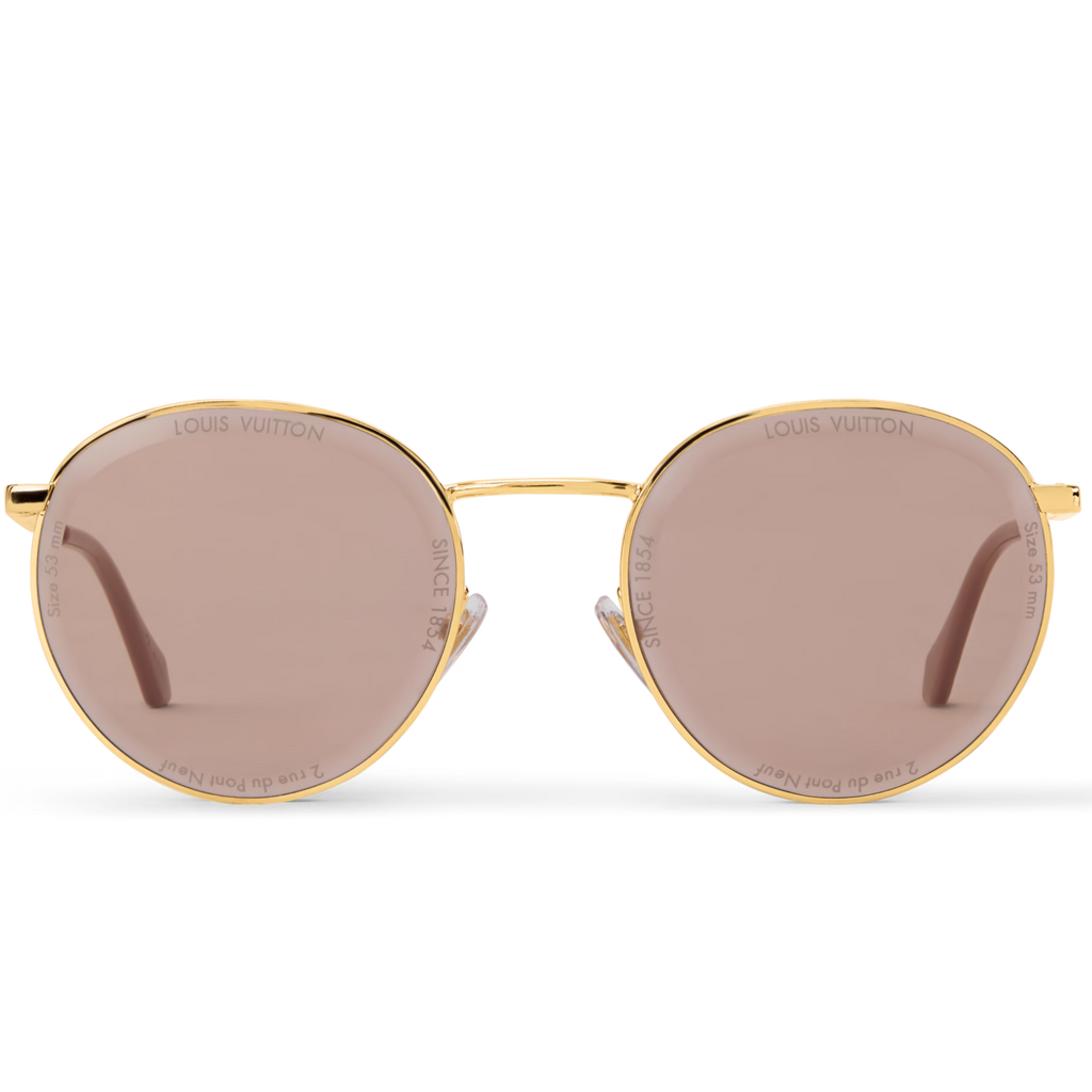 Louis Vuitton Men Round Frame Shiny Gold Sunglasses