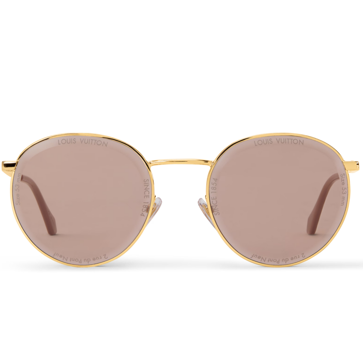 Louis Vuitton Men Round Frame Shiny Gold Sunglasses