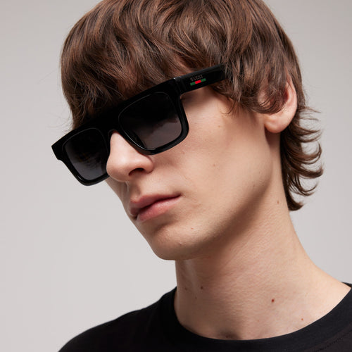 Gucci Men Square Frame Black Sunglasses