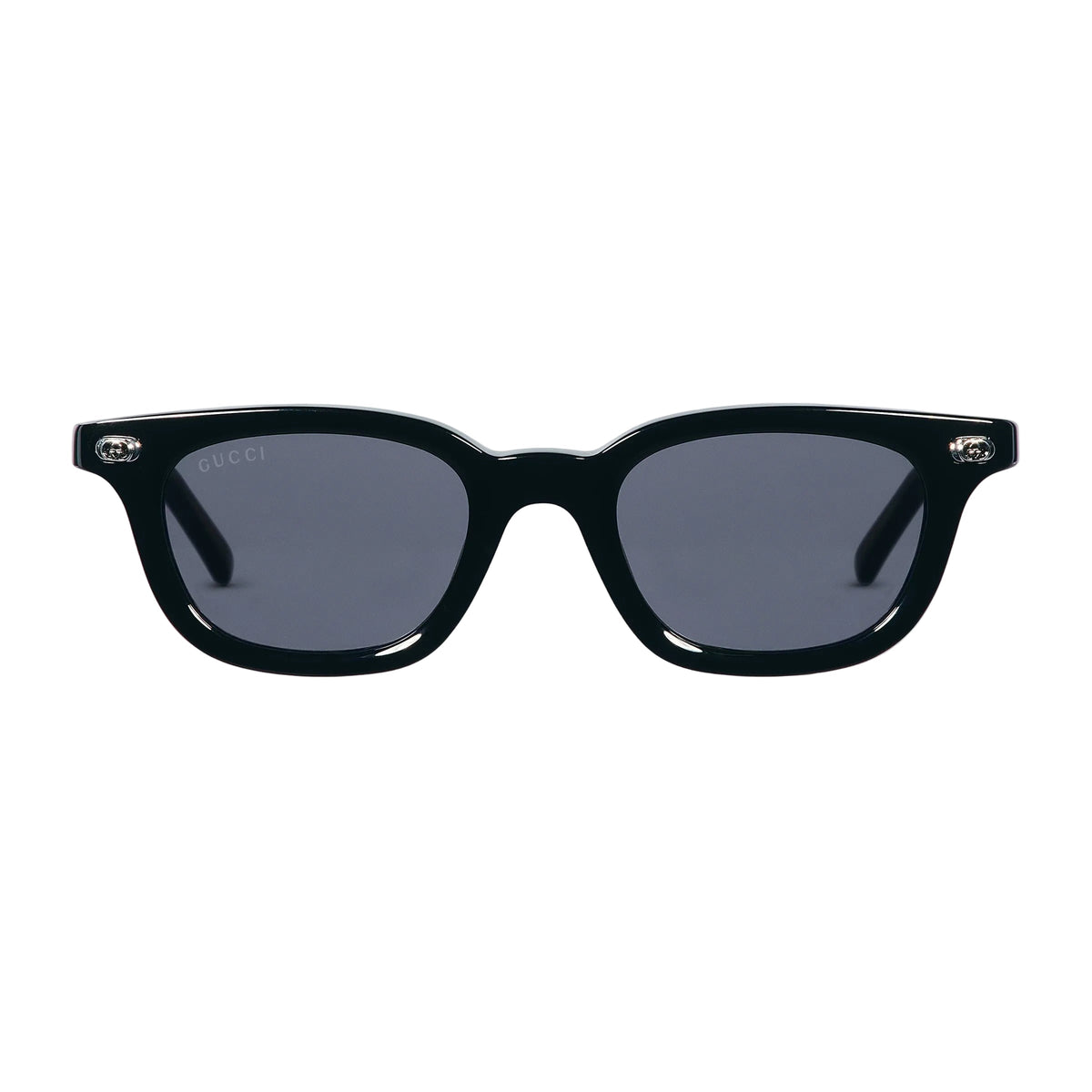 Gucci Men Oval Frame Polish Black Sunglasses