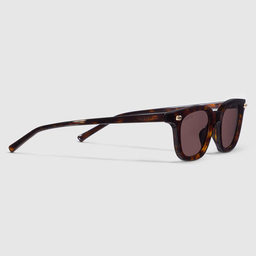 Gucci Men Oval Frame Dark Tortoiseshell Sunglasses