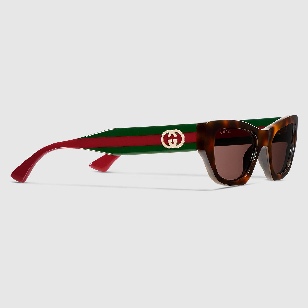 Gucci Women Cat-eye Dark Brown Tortoiseshell  Sunglasses