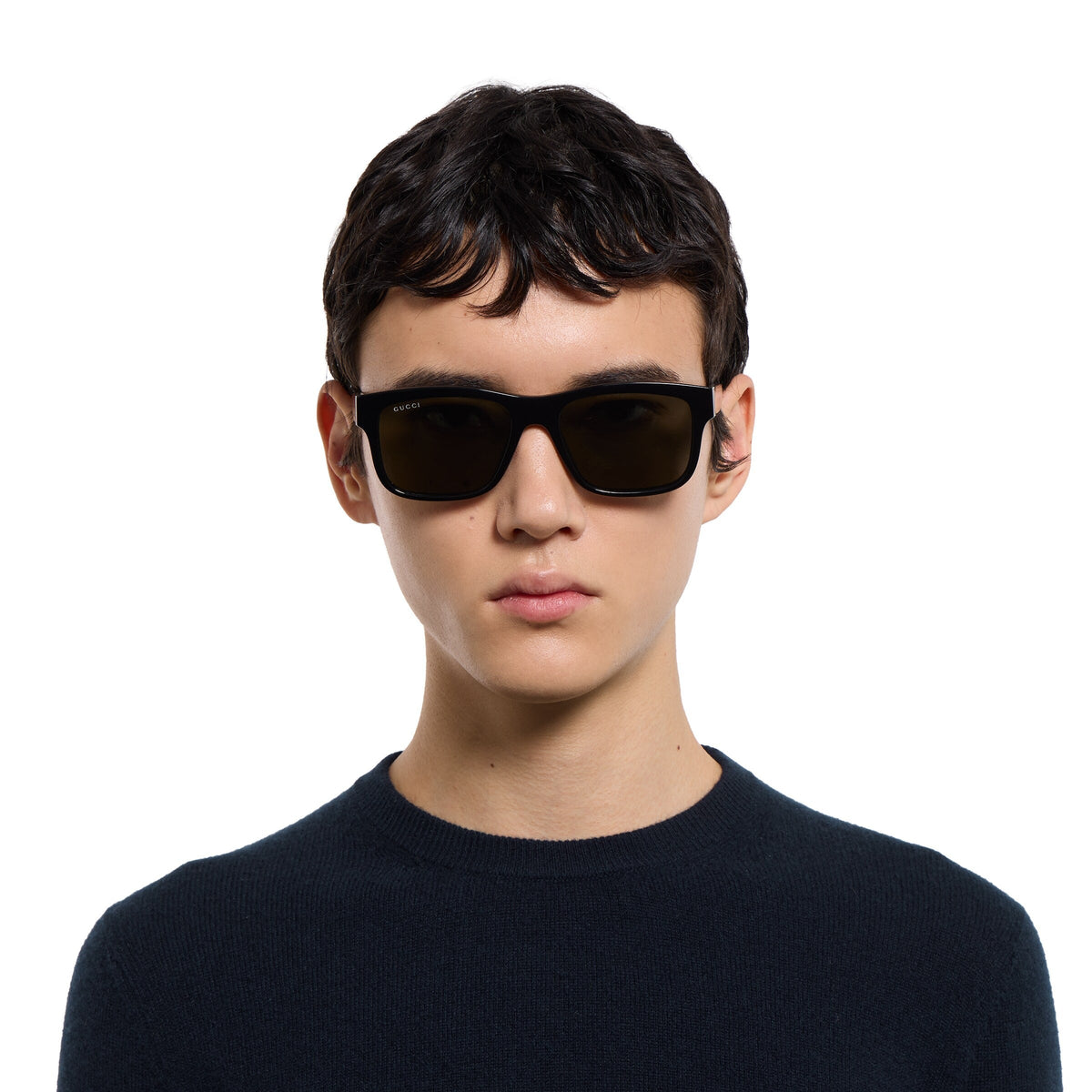 Gucci Men Rectangular Frame Grey Sunglasses