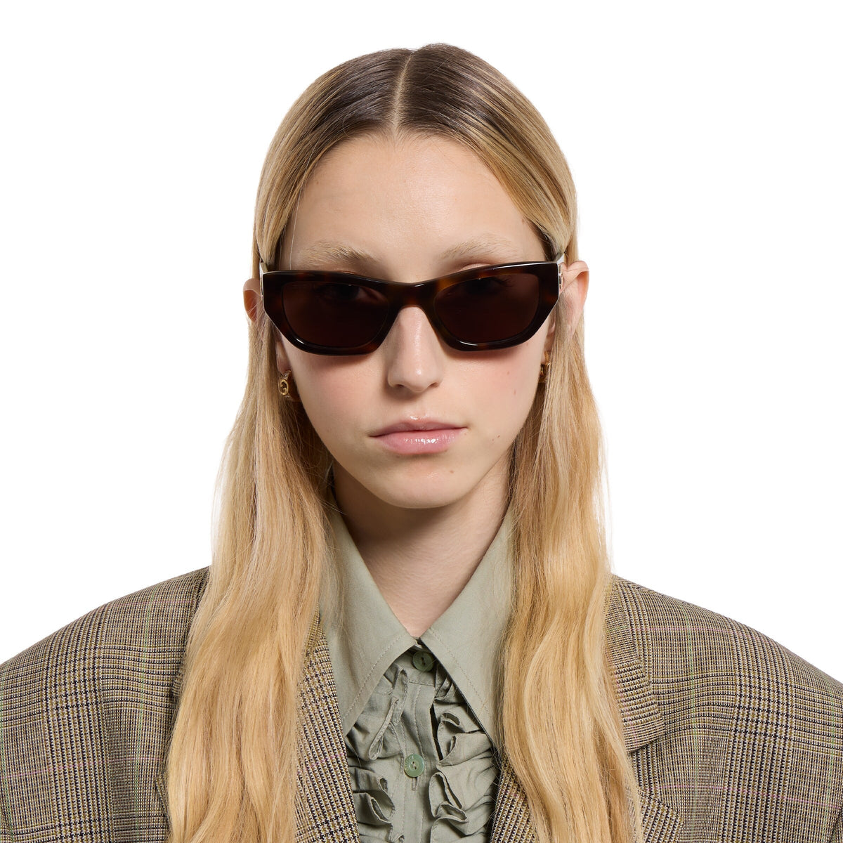 Gucci Women Cat-eye Dark Brown Tortoiseshell  Sunglasses