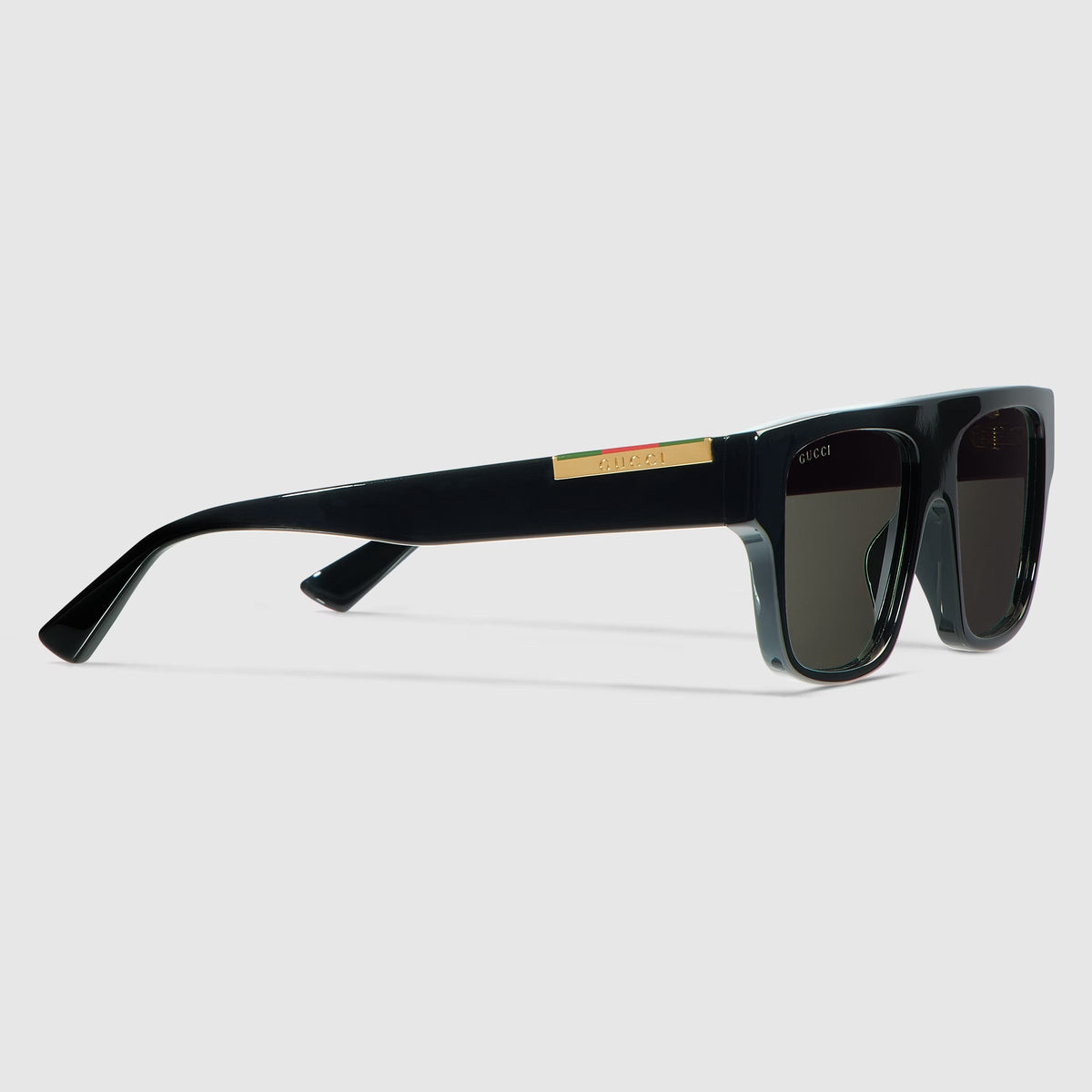Gucci Men Rectangular Frame Neutral Black Sunglasses