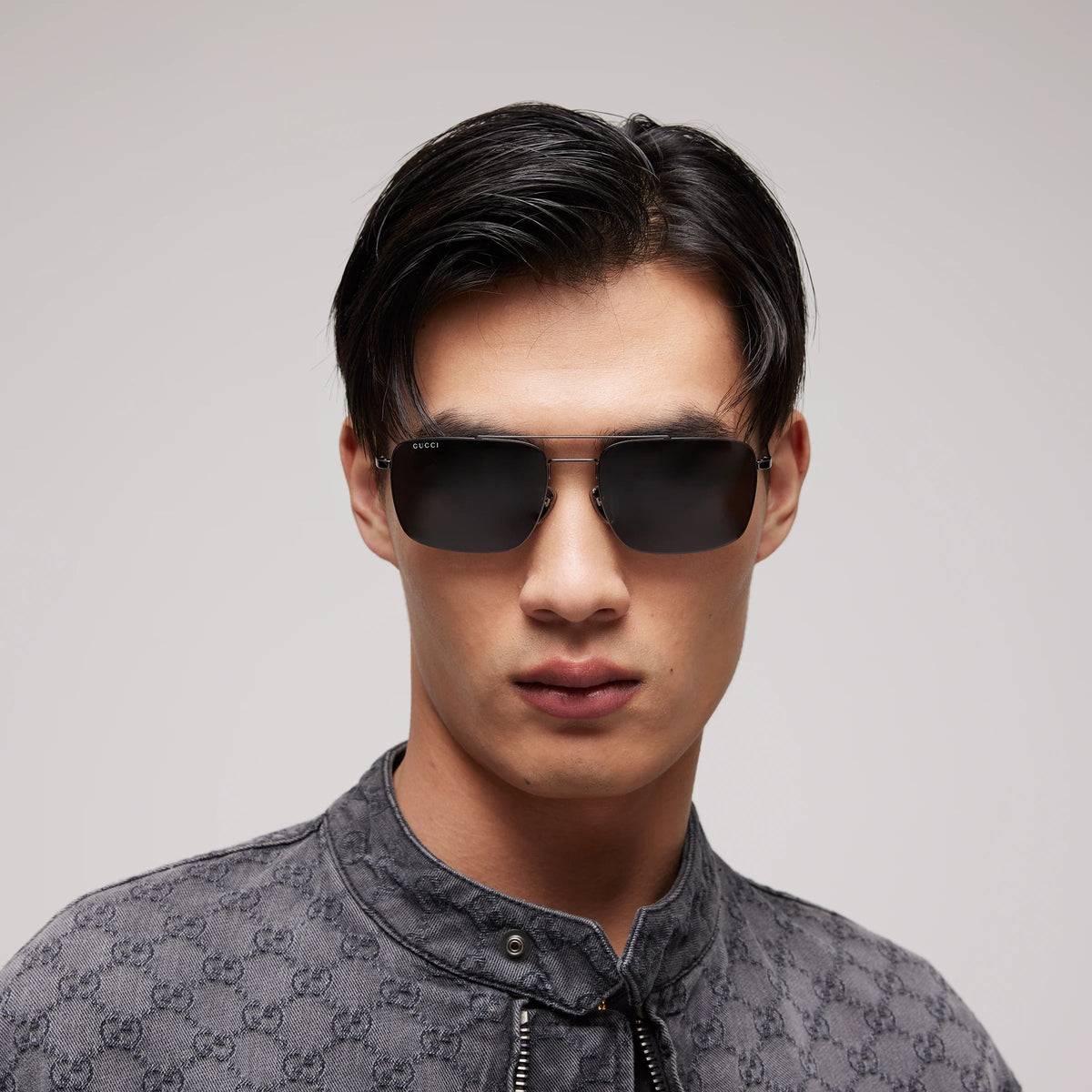 Gucci Men Specialized-fit Navigator Silver Sunglasses