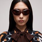 Gucci Women Cat Eye Frame Brown Tortoiseshell Sunglasses